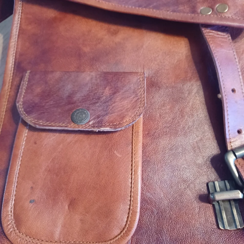 MEN'S VINTAGE LEATHER CROSSBODY MESSENGER BAG